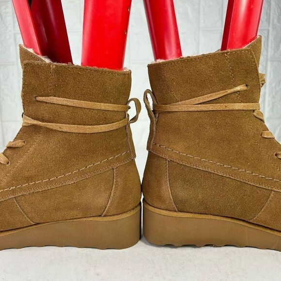 Bearpaw Women’s Krista Hickory Suede Lace Up Boots US 9 Brown Wedge Lined Boots - Picture 9 of 15